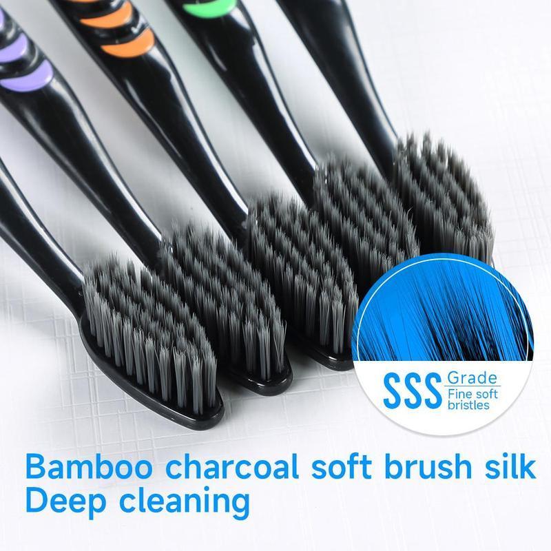 Mixed Color Toothbrushes, 10pcs Deep Cleaning Charcoal Toothbrush Set for Adults, Oral Care Product, Toothbrush Kit