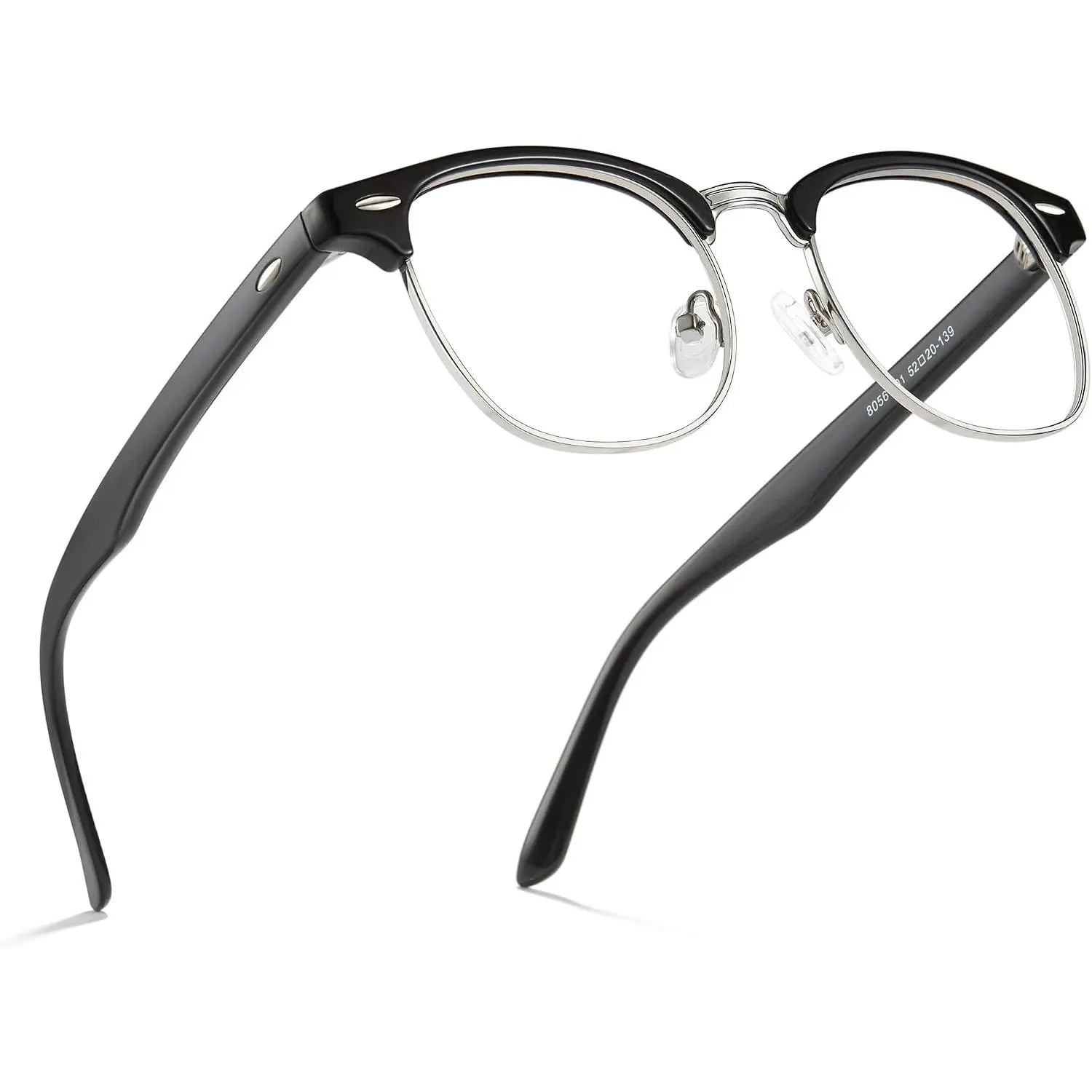 Browline Blue Light Glasses for Men Women  Eye  Black | Eye Protection,UV Protection,Classic Semi Rimless Frame,Ideal for  Screen Daily Wear