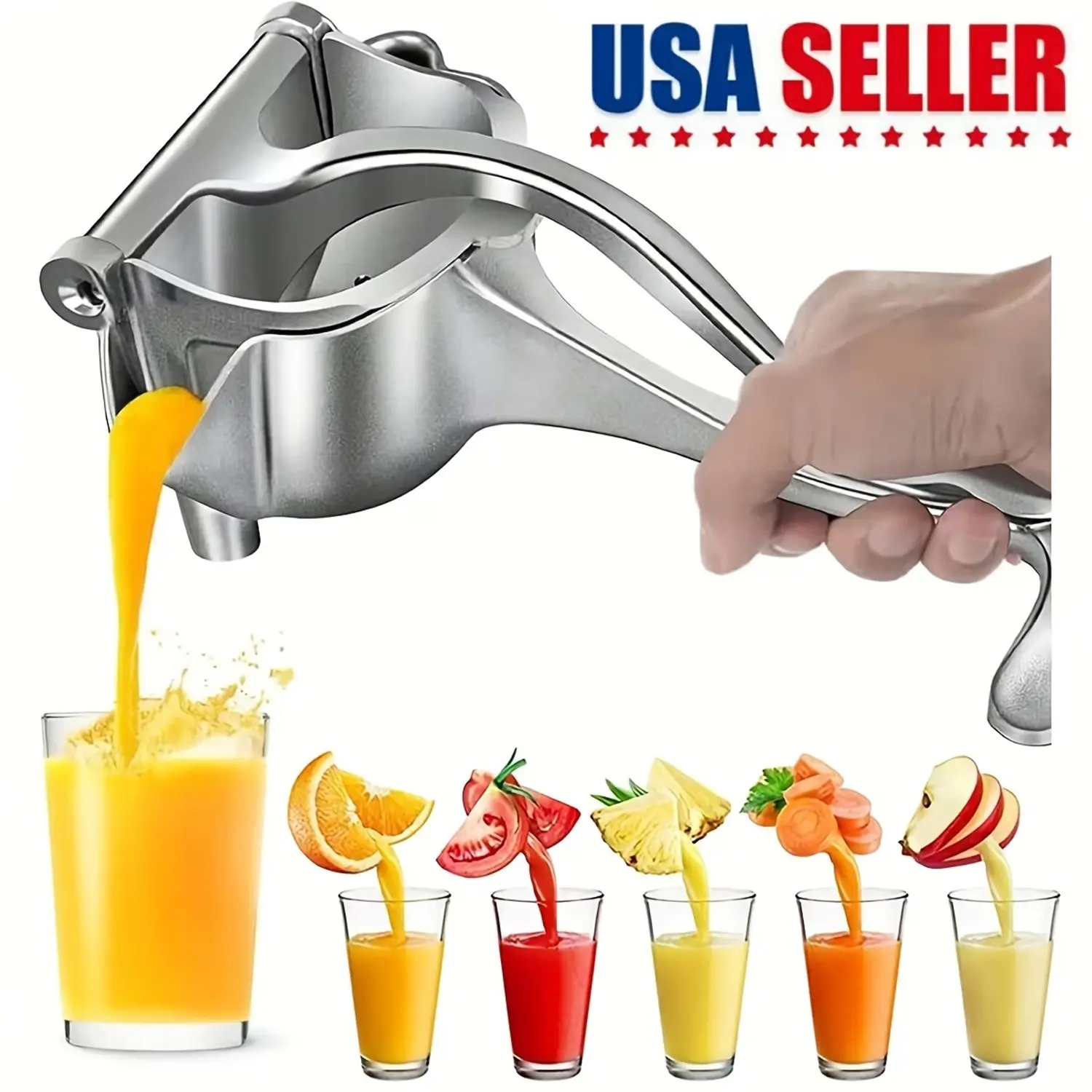 Large Capacity Manual Citrus Juicer, Stainless Steel Glass Material, Ergonomic Handle, Home Fresh Lemon Maker