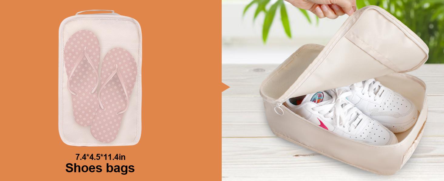 8 Set Packing Cubes for Suitcases, Travel Luggage Packing Organizers with Laundry Bag, Compression Storage Shoe Bag, Clothing Underwear Bag, for Man & Women