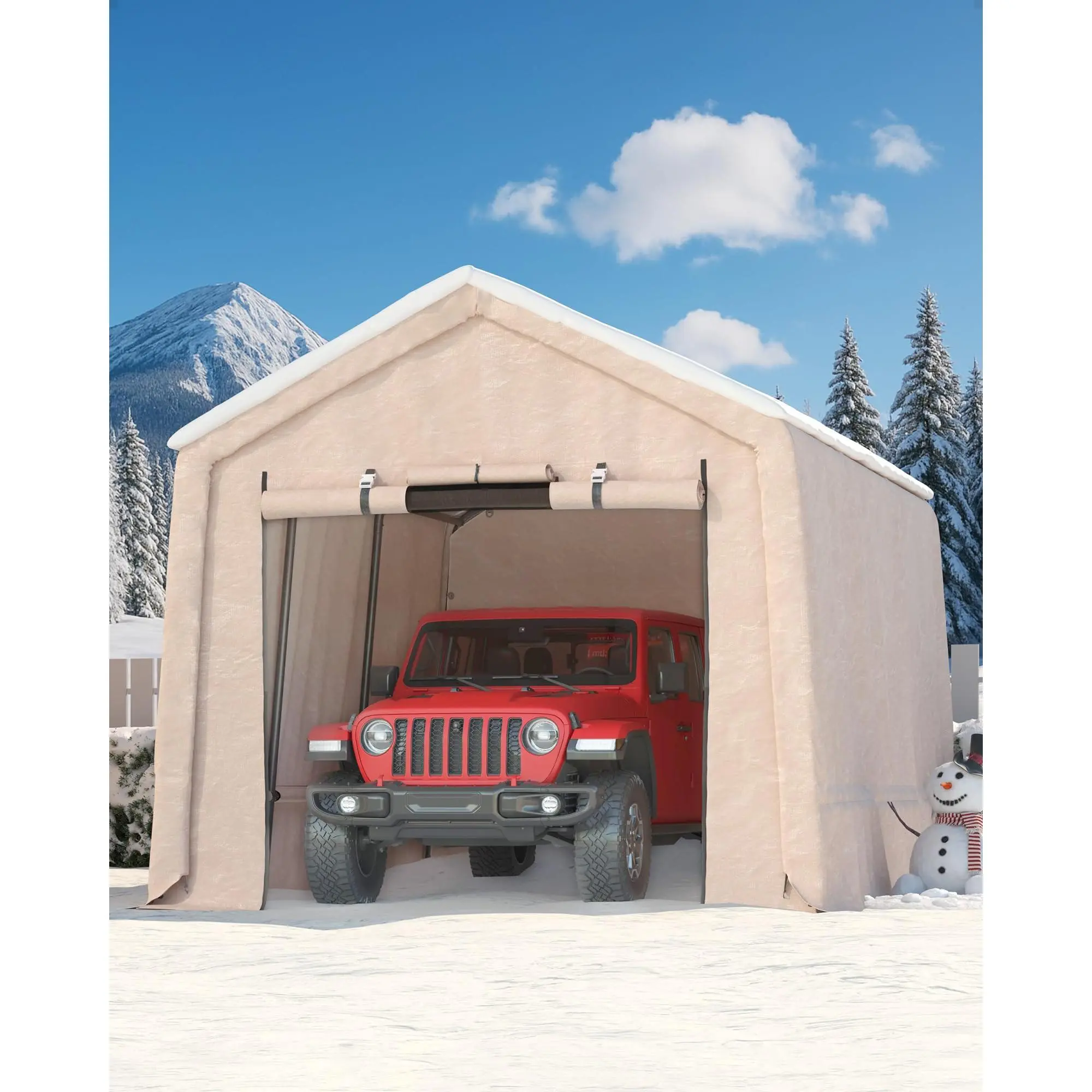 10x15 FT Heavy-Duty Portable Storage Shed – Roll-Up Zipper Door, Waterproof & UV-Resistant Carport Shelter for Motorcycles, Tools & More