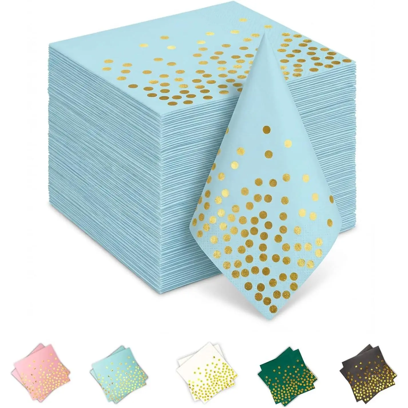 Blue Paper Napkins,6.5''  Napkins 100 count |  Polka Design, Blue and , Dinner Napkins Disposable, For Labor Day Wedding Birthday Summer Party or Daily Use