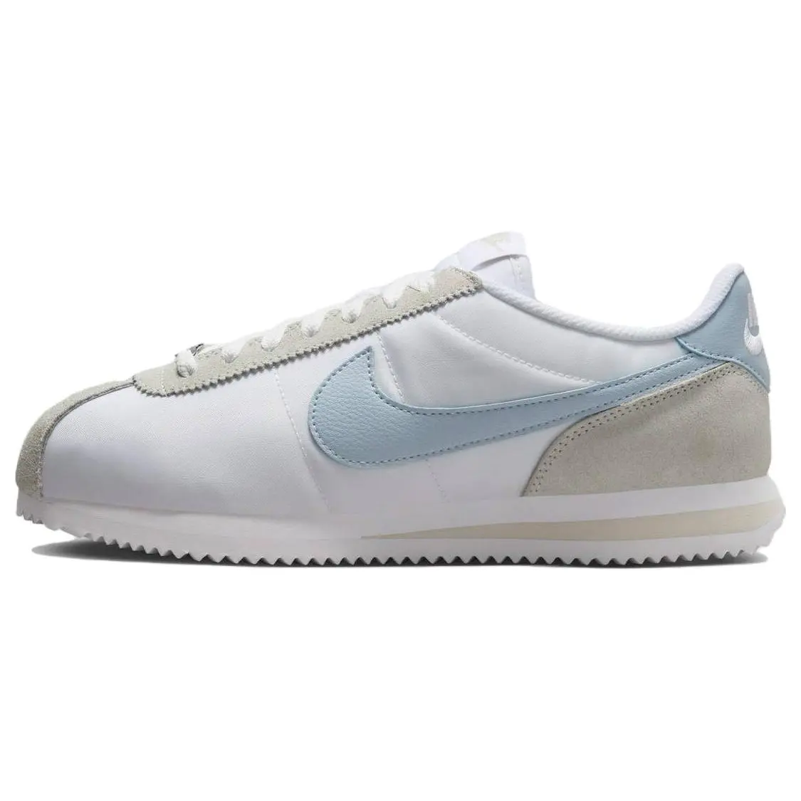 Nike Cortez Comfortable Retro Low-Top Casual Sneakers for Men and Women in White, Beige, and Blue Verifiable, with credentials and supporting global authentication