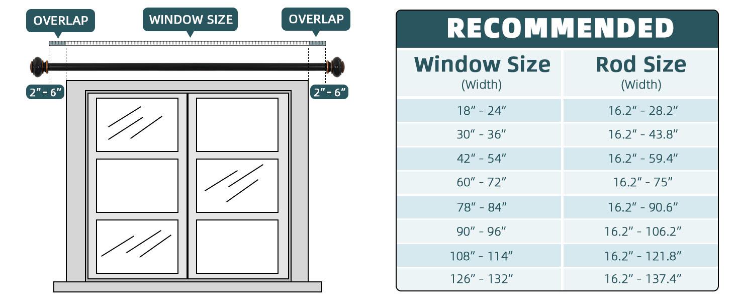 H.VERSAILTEX Curtain Rods for Windows Adjustable Length 1 Inch Diameter Bedroom, Kitchen, Living Room Curtain Rod with Classic Round End Caps