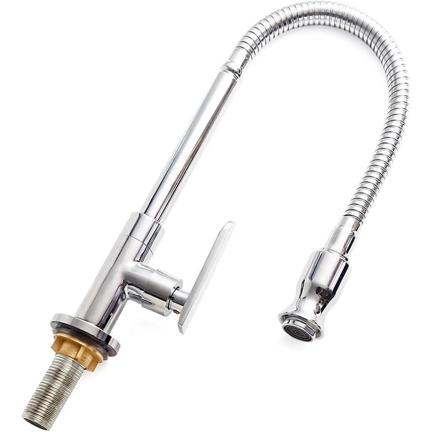 Outdoor Kitchen Sink Faucet,360° Rotatable Cold Water Faucet | Single Hole Single Handle, Flexible  Laundry Room Tap for Bar, Garden, Outdoor Faucet,Deck Mount Chrome Finish