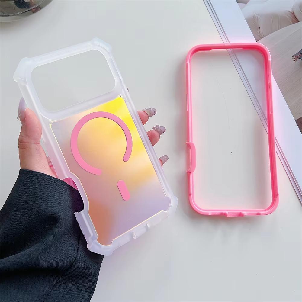 Fin Color Changing Laser Dazzling Magnetic Phone Case for iPhone 17 Air 16 15 14 13 Pro Max for MagSafe Wireless Charge Shockproof Cover Link No.45