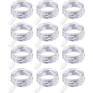 12 Pack Fairy Lights Battery Operated String Lights, 7FT 20LED Waterproof Silver Wire Christmas Lights Outdoor,Firefly Mini Lights for Bedroom Party Birthday Wedding Indoor Decorations.fidget toys