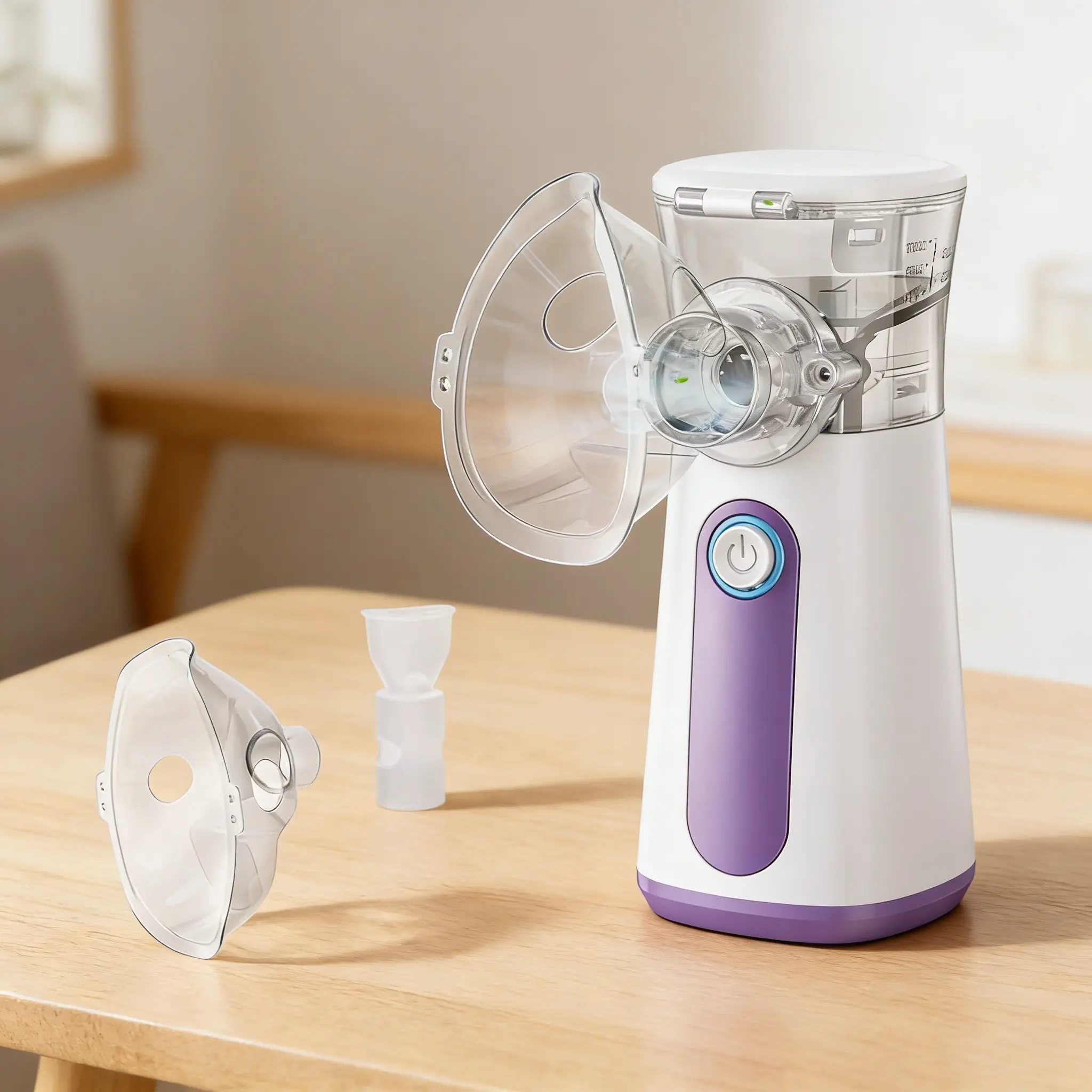 Rechargeable Portable Nebulizer, 600mah Type-C Handheld Mesh Nebulizer, Dual Mist Modes, Auto Clean, Adult & Child Masks, Quiet Inhaler for Home Travel