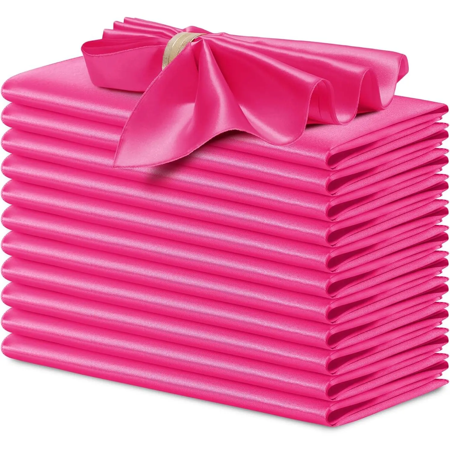 12 Pcs Silky Hot Pink Satin Napkins 17 x 17 Inches, Square Smooth Wedding Dinner Napkins Satin Cloth Napkins Table Napkins for Banquet Party Restaurant Decor, Thanksgiving, Christmas