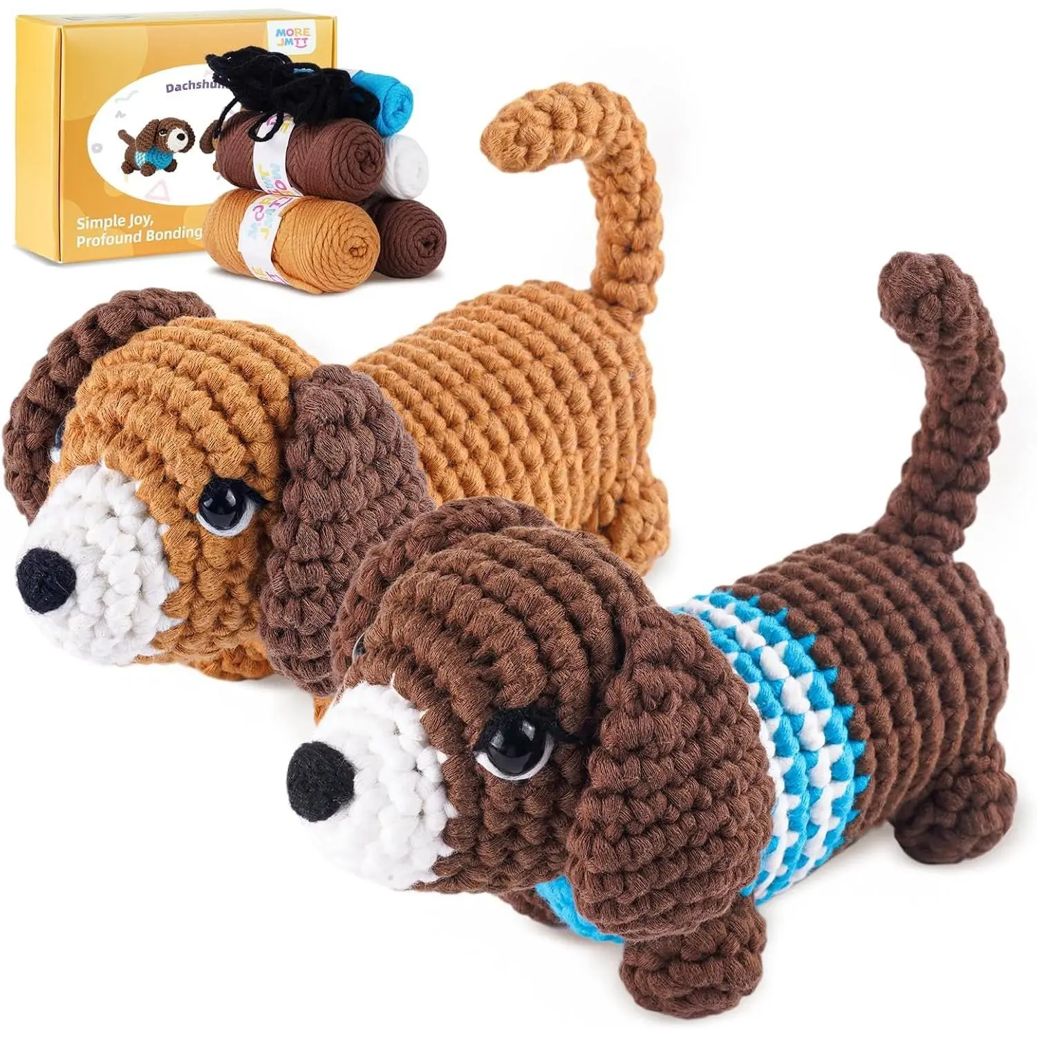 Crochet Kit for Beginners, Learn to Crochet, Include Easy Knitting Soft Yarn, Step-by-Step Video Tutorial, Hook, Holiday Birthday  for Adults (Sausage )