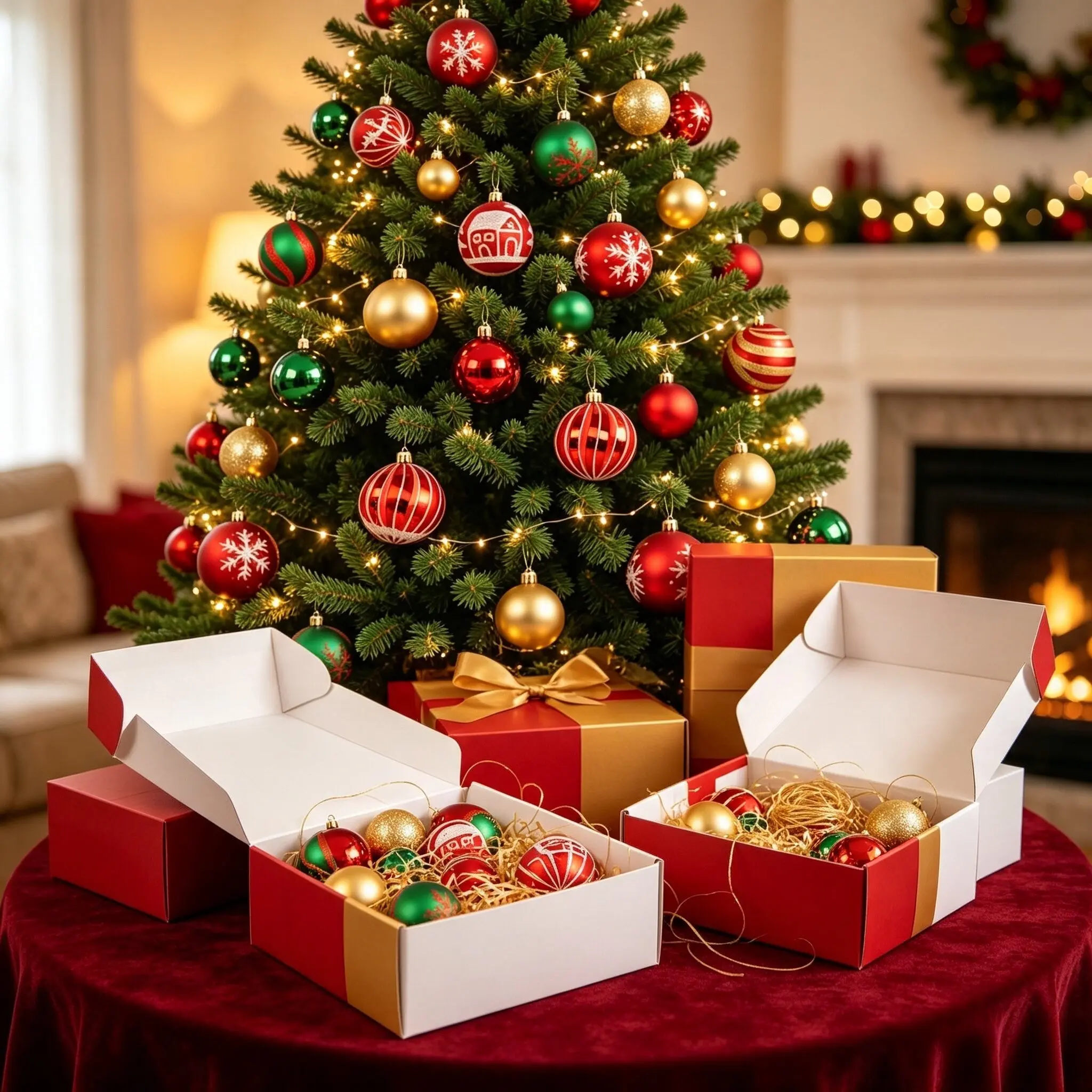 Christmas Ball Decoration Set, Creative Painted Party Ornaments, Christmas Tree Hanging Balls, Festive Gift Box Kit