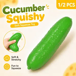 Jumbo Cucumber Squishy Toy, 10 Inch Soft Squeeze Stress Relief Toy, Realistic Cucumber Sensory Fidget Toy for Kids Teens Adults, Office Home Desk Toy