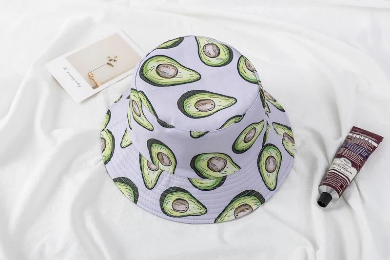 Unisex Bucket Cap Fruit Printing Hats Summer Double-sided Wear Man Women Cap Outdoor Sun Hat Classic Casual Panama Bucket Hat
