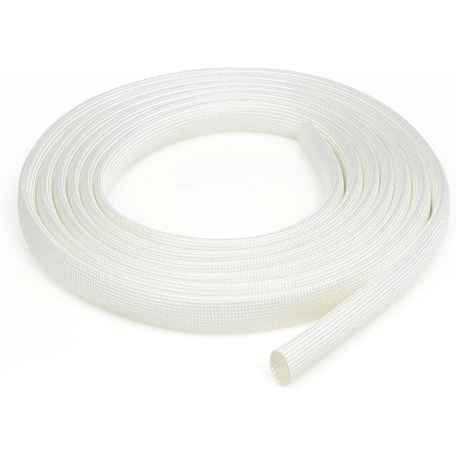 Braided Fiberglass Sleeve, 10ft High Temp  Sleeve, Flexible  Management  Protector for  Wire Loom Protection (White, 1/4")