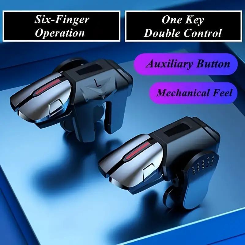 Six Finger Design Phone Game Controller, Finger Trigger Smartphone Game Handle, Mobile Phone Game Accessories, Gaming Items, Game Pad, Portable, Durability