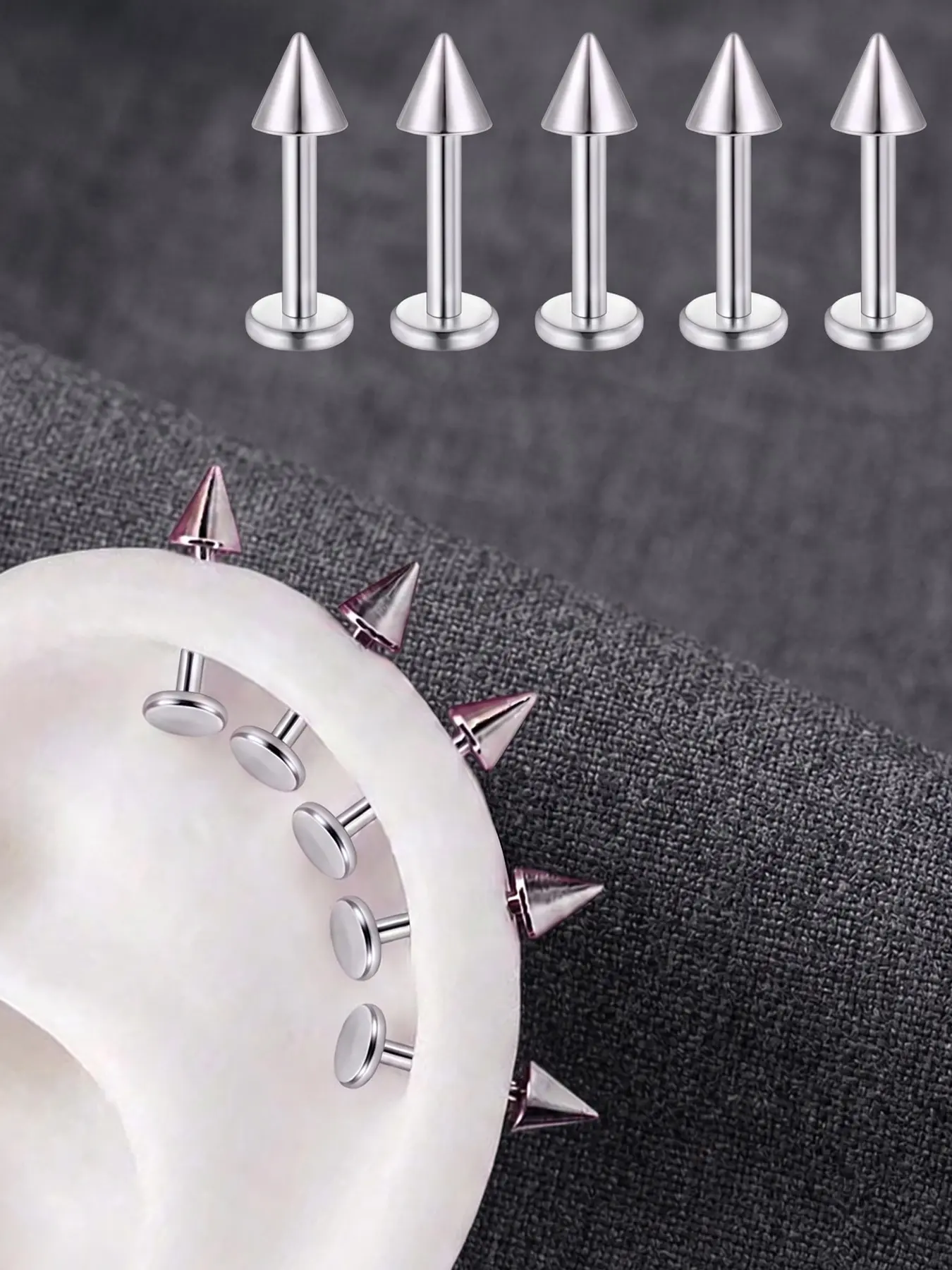 Stainless Steel Spike Helix Piercing Earring, Punk Style Demon Ear Stud, 16g 6mm/8mm/10mm, Casual Body Jewelry for All Seasons