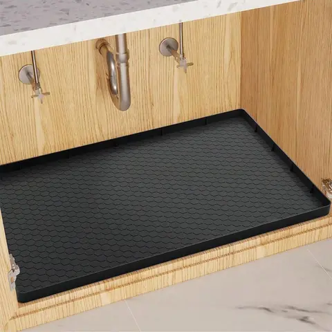 Silicone Sink Bottom Mat, 1 Count Kitchen Sink Waterproof Sink Mat, Cabinet Sink Protector for Home Kitchen Dining Room Bathroom Household Items