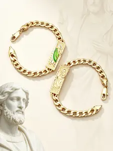 1 Piece Hip hop Copper Bracelet - Classic Religious Figure St. Jude Image Design Bracelets, Men and Women Daily Beliefs Prayer Refuge Jewelry Charm Accessories for Latin America & Europe, Suitable for Parties and Religious Ceremonies