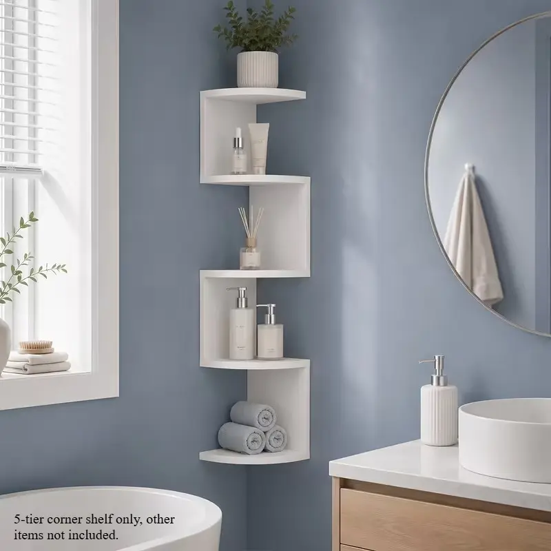 5-tier wall corner shelf, wall corner storage rack, separated multi-layer bookshelf for home study, multi-layer desk bookshelf, storage rack suitable for living room, bedroom and kitchen