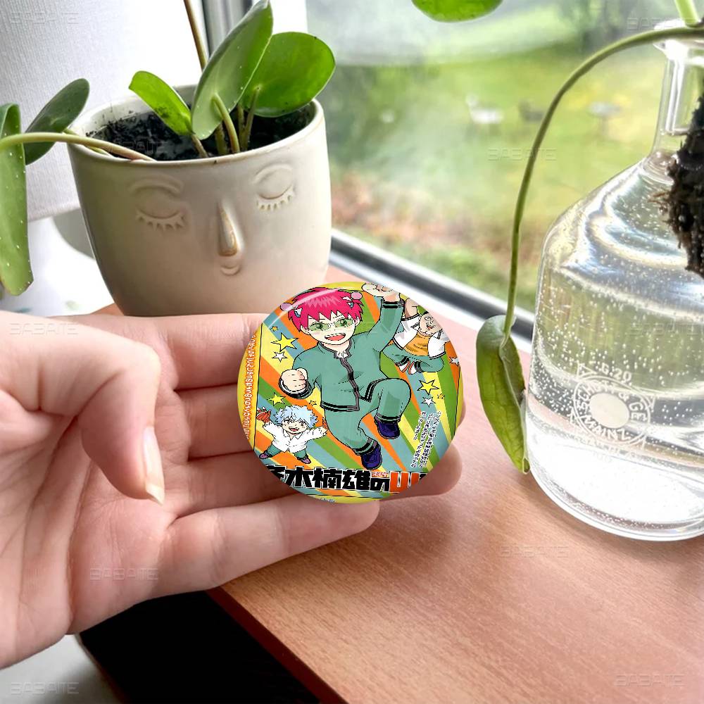 Saiki K Japanese Anime 32/44/58mm Round Cartoon Brooches Handmade Pins For Backpack Jewelry Accessories Gifts Creative Badge