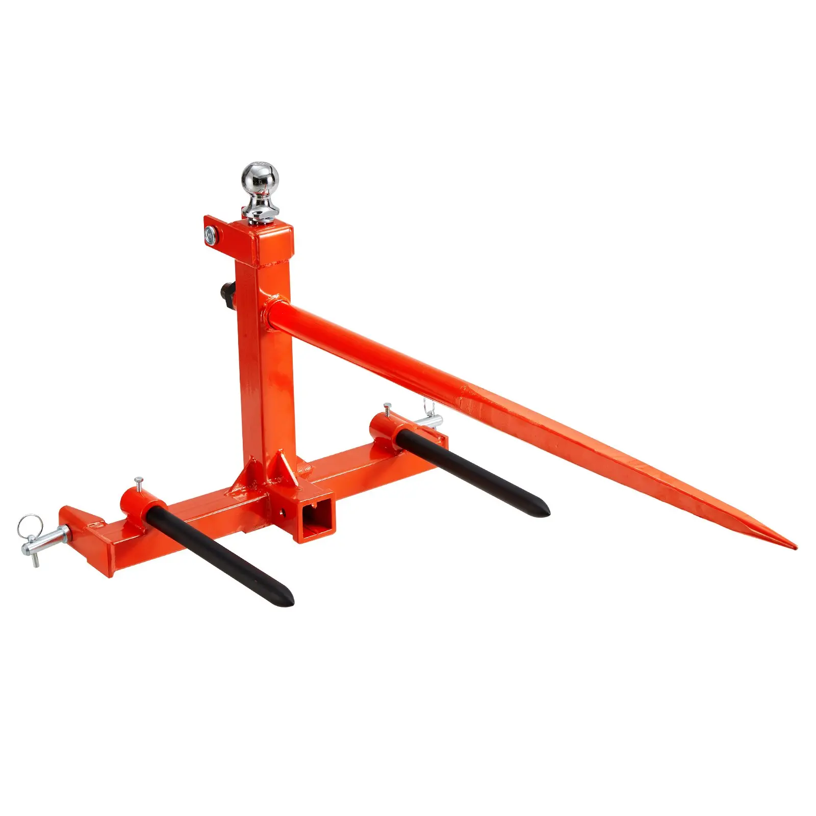 【DealsForYouDays】VEVOR 49" Hay Spear, Bale Spears 1600lbs Loading Capacity, Three-Point Hitch Tractor Attachment with 2pcs 17.5" Stabilizer Spears, Quick Attach Spike Forks