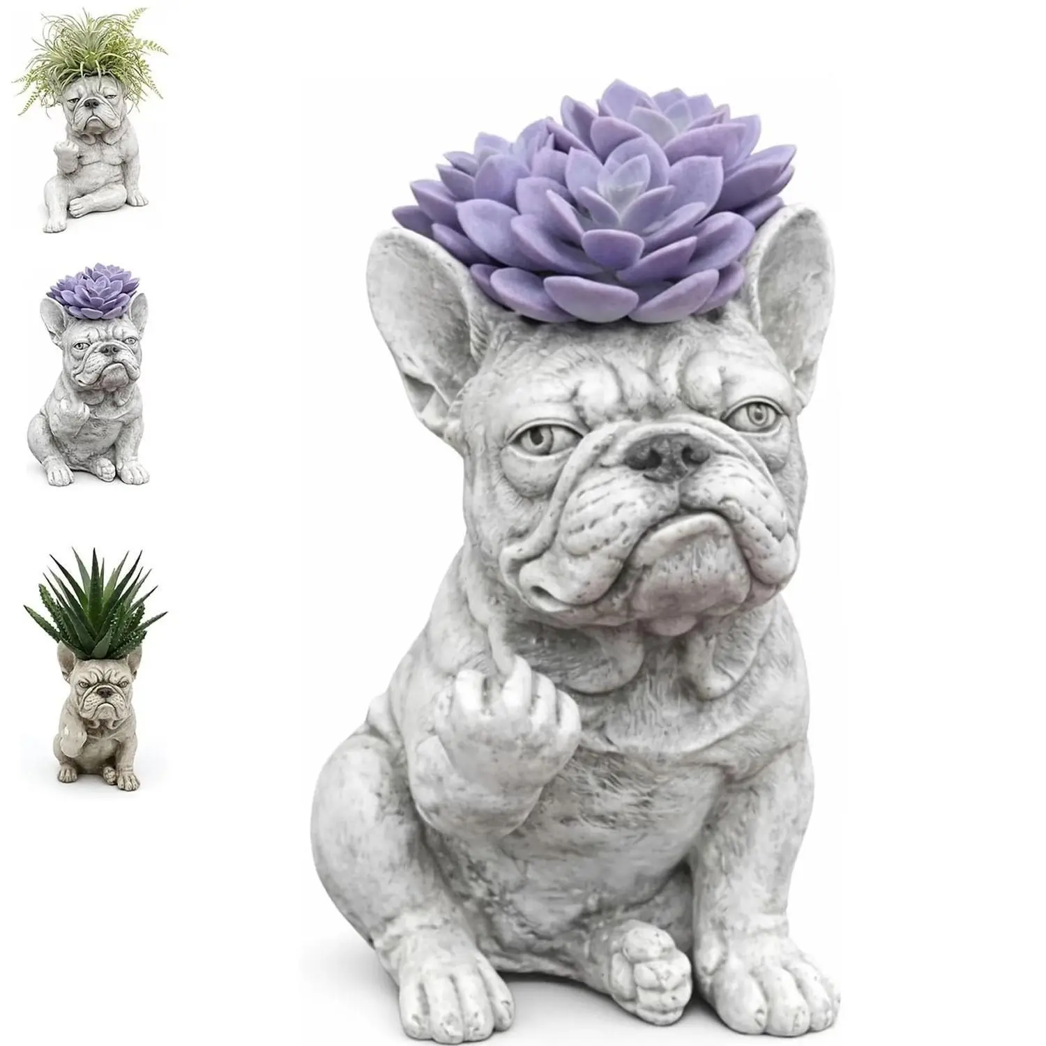 French Bulldog-shaped flowerpot, cute dog sculpture as a potted plant container, lightweight and durable for indoor and outdoor use, suitable for desks, balconies, gardens, tabletop for green plants, home decoration for Halloween, Thanksgiving and Christm