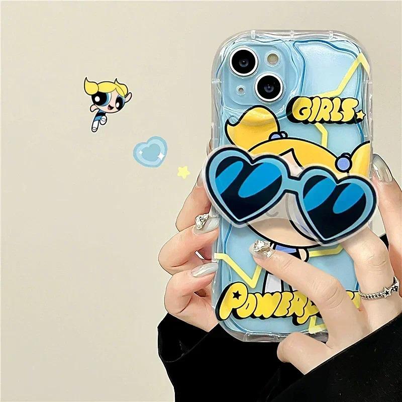Glasses Bracket The P-Powerpuff Girls Wave Silicone Edge Case for iPhone 17 16 15 14 13 12 Mini 11 Pro Max XS X 8 7 Plus Cover