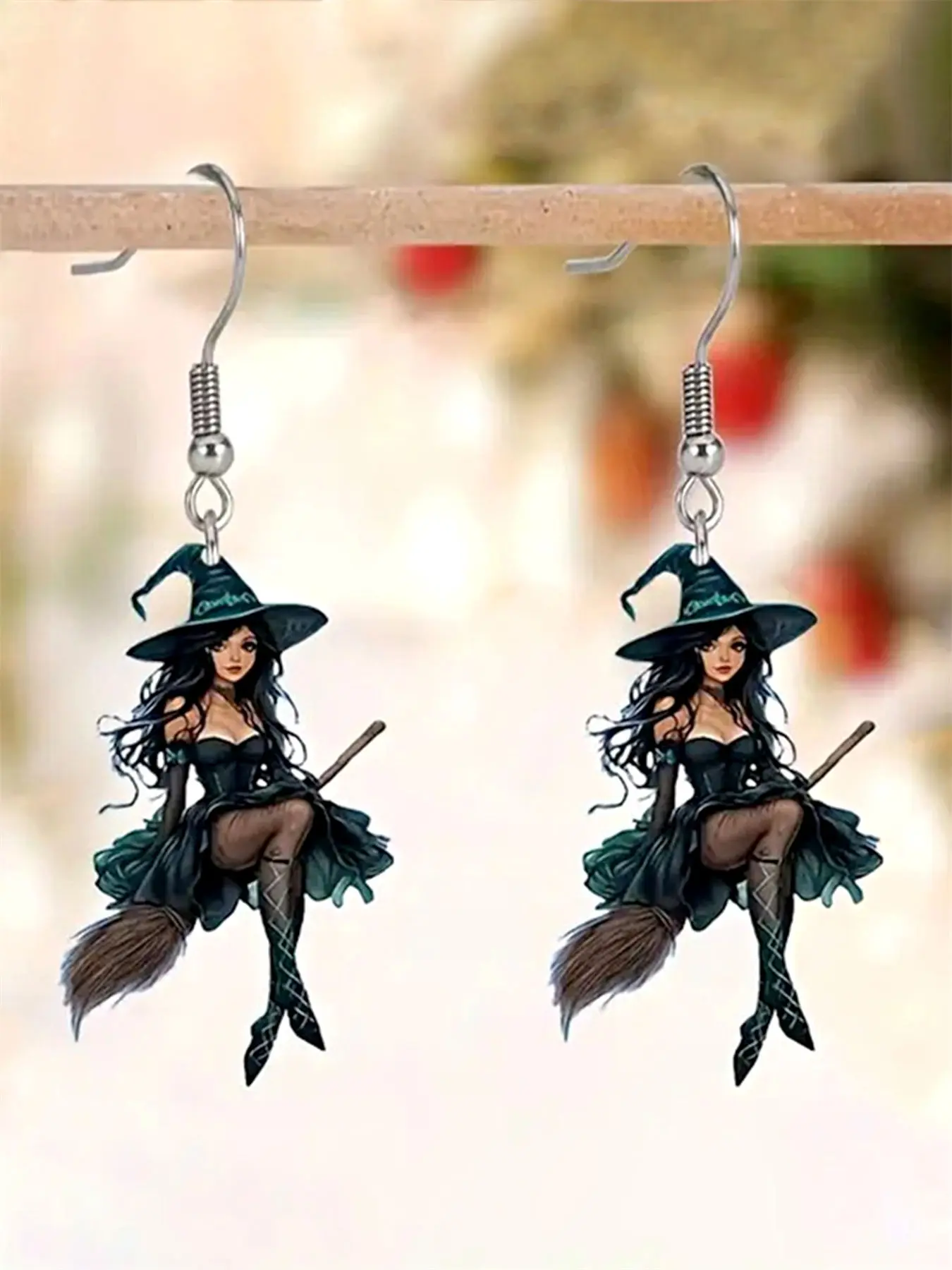 1 Pair Gothic Witch Woman Drop Earrings For Women For Halloween Party Jewelry Witchy Jewelry Halloween's Day Gift