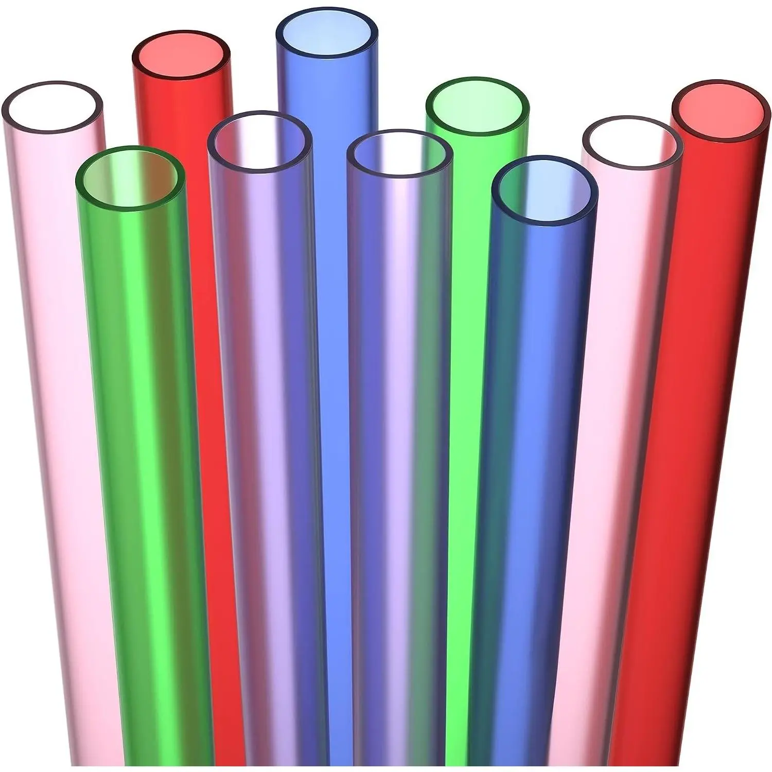 10 Extra Wide Long Reusable Hard Plastic Drinking Straws with Cleaning Brush - Jumbo Thick Straws for Smoothies, Milkshakes & Thick Drinks - Assorted Colors - Dishwasher Safe, BPA FreeGift