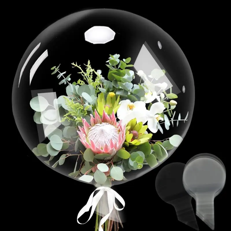 12-Pack 20-Inch Wide Neck Bubble Balls, 2.36-Inch Diameter Snack Gift Box, Transparent Balloons, Birthday Wedding Party Decorations
