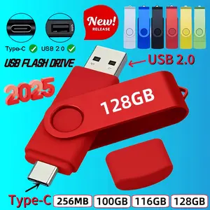 High-Speed USB-C Flash Drive] 2-in-1 High-Speed USB-C Flash Drive 128GB/116GB/100GB/256MB | Dual Interface Thumb Drive with Metal Clip, OTG for Android Smartphones & Tablets, Compatible with PC & Mac, Multi-Color Options, Smartphone Storage
