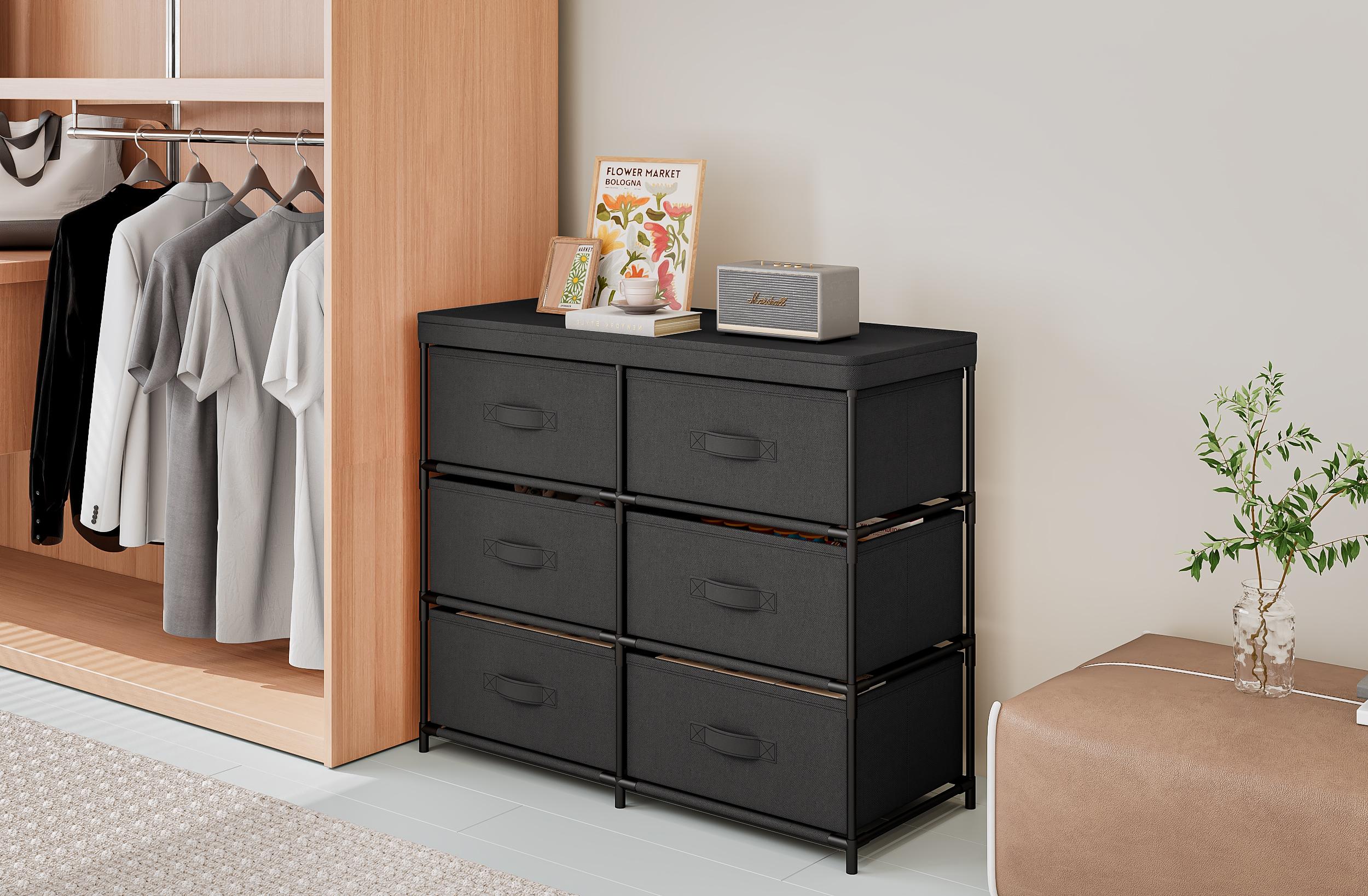 Wardrobe For Bedroom With 8 Fabric Drawers Storage Cabinet Steel Frame Assembly Closet For Clothes Home Furniture