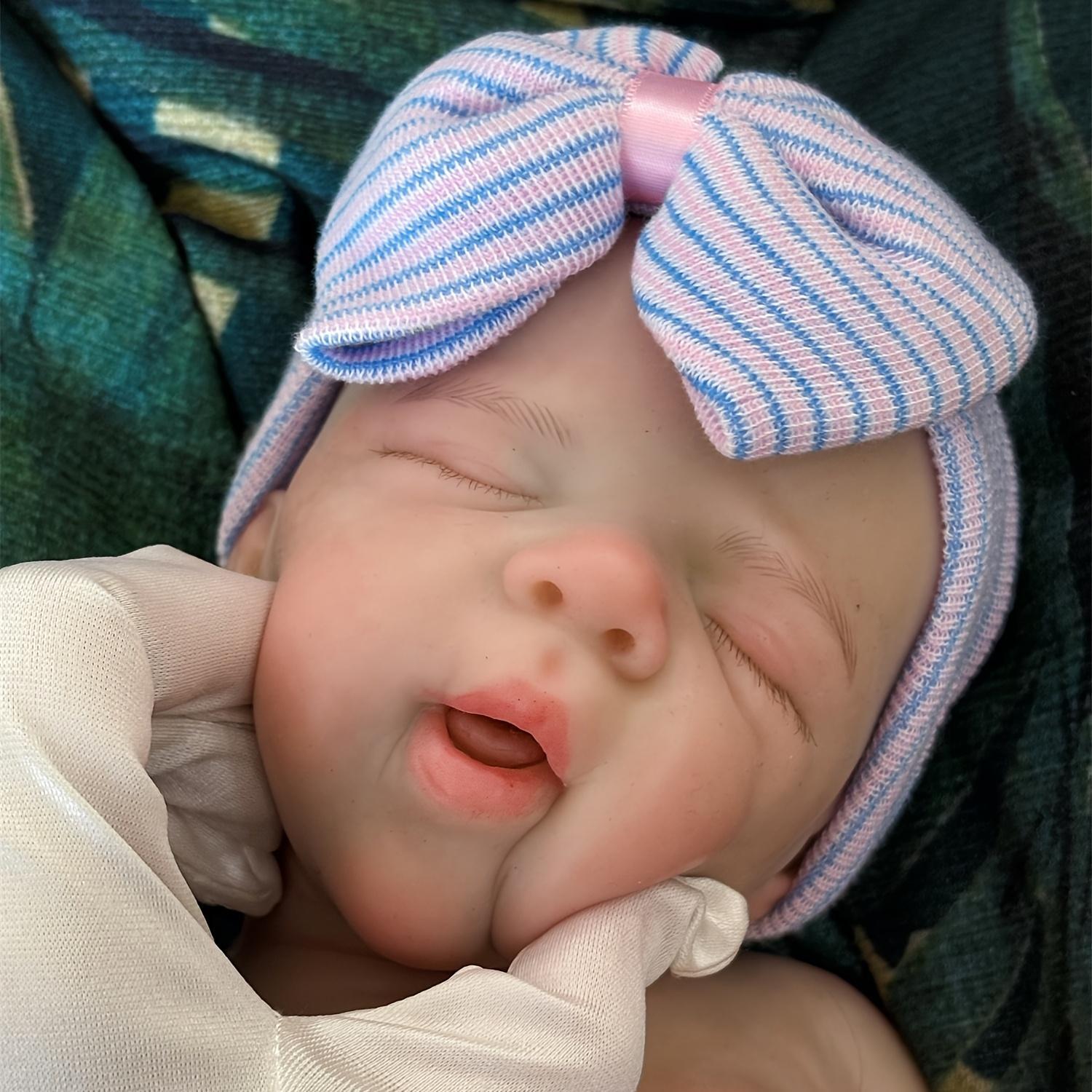 17.7 Inch Cuddly Can Open Mouth Pascale Full Body Solid Silicone Girl Doll With Painted Bald 3D Painted Skin Handmade Waterproof Flexible Newborn Doll For Kid's Gift And Present