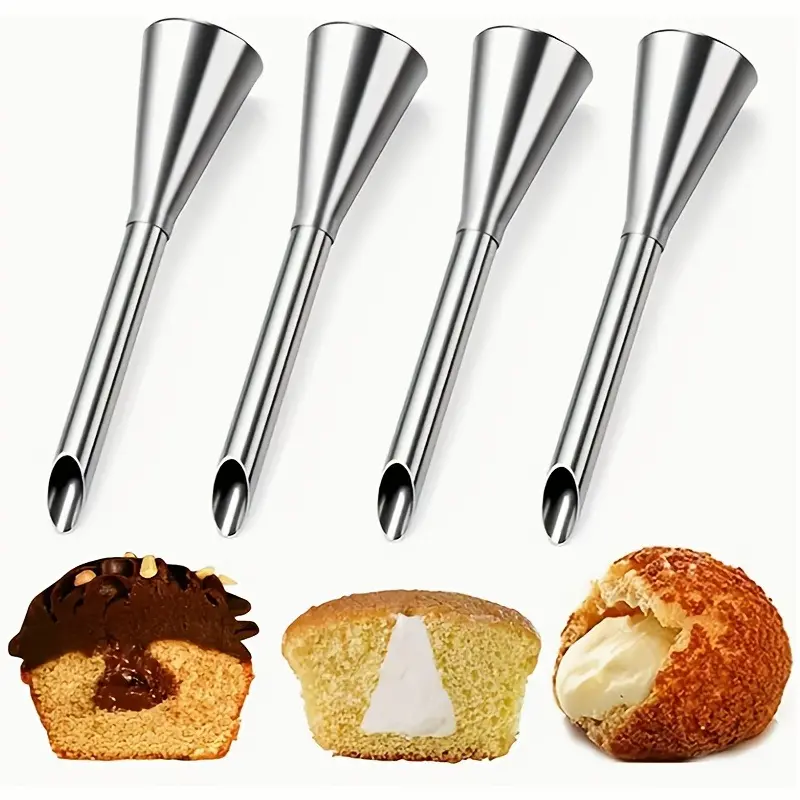 Stainless steel cookie cream puff pastry dessert cake pointed piping nozzle small pastry piping and baking decorative tool, dessert decoration, baking tool, fine pointed tube, rust-proof nozzle, food grade material, cream filling nozzle, baking enthusiast