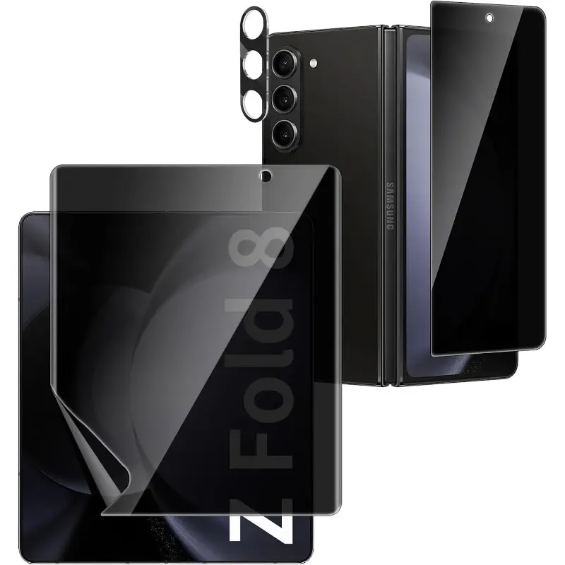[1 Set] for Samsung Galaxy Z Fold 8/8 Ultra Privacy Screen Protector, Inner Anti-Spy Screen TPU Flexible Film + Back Privacy Glass Screen Protector Tempered Glass + Camera Lens Protector, ase Friendly for Galaxy Z Fold 6/7/8