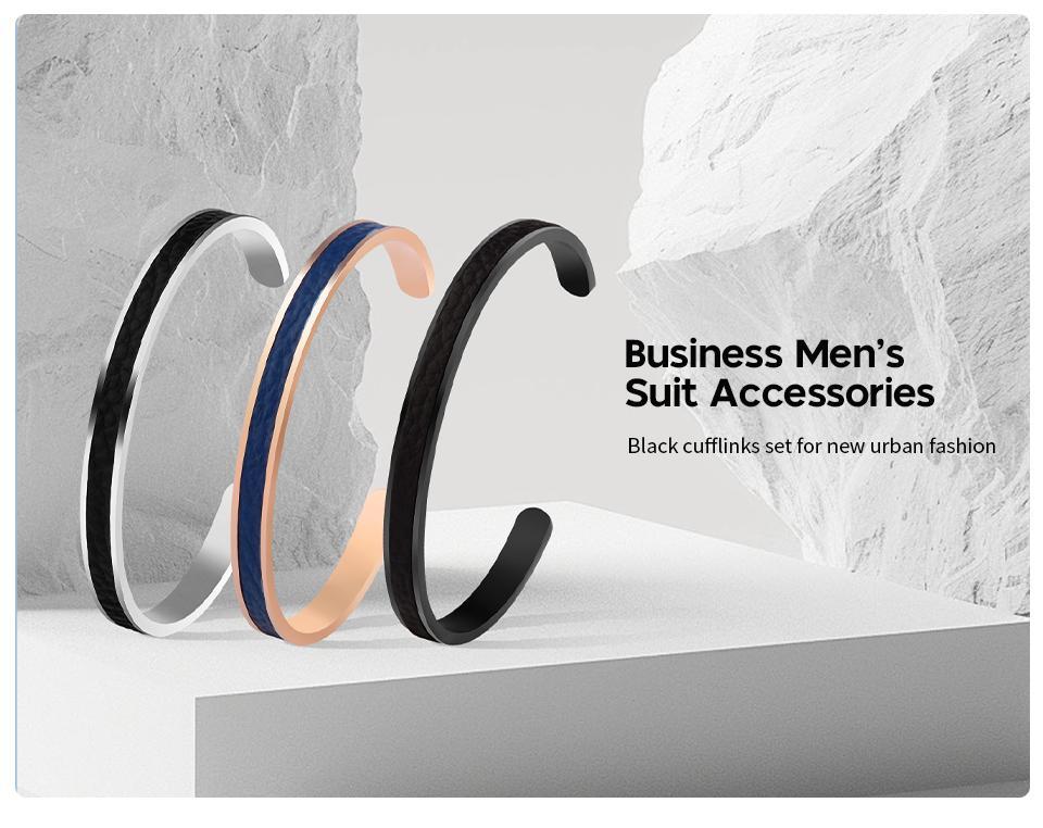 Minimalist Cuff Bangle For Men Black Man Bracelets On Hand Adjustable ...