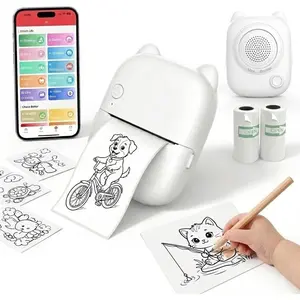 AI Voice Thermal Sticker Printer For Kids Portable Inkless Mini Sticker Maker Machine Pocket Printer For DIY Journaling Study Notes Coloring Pages