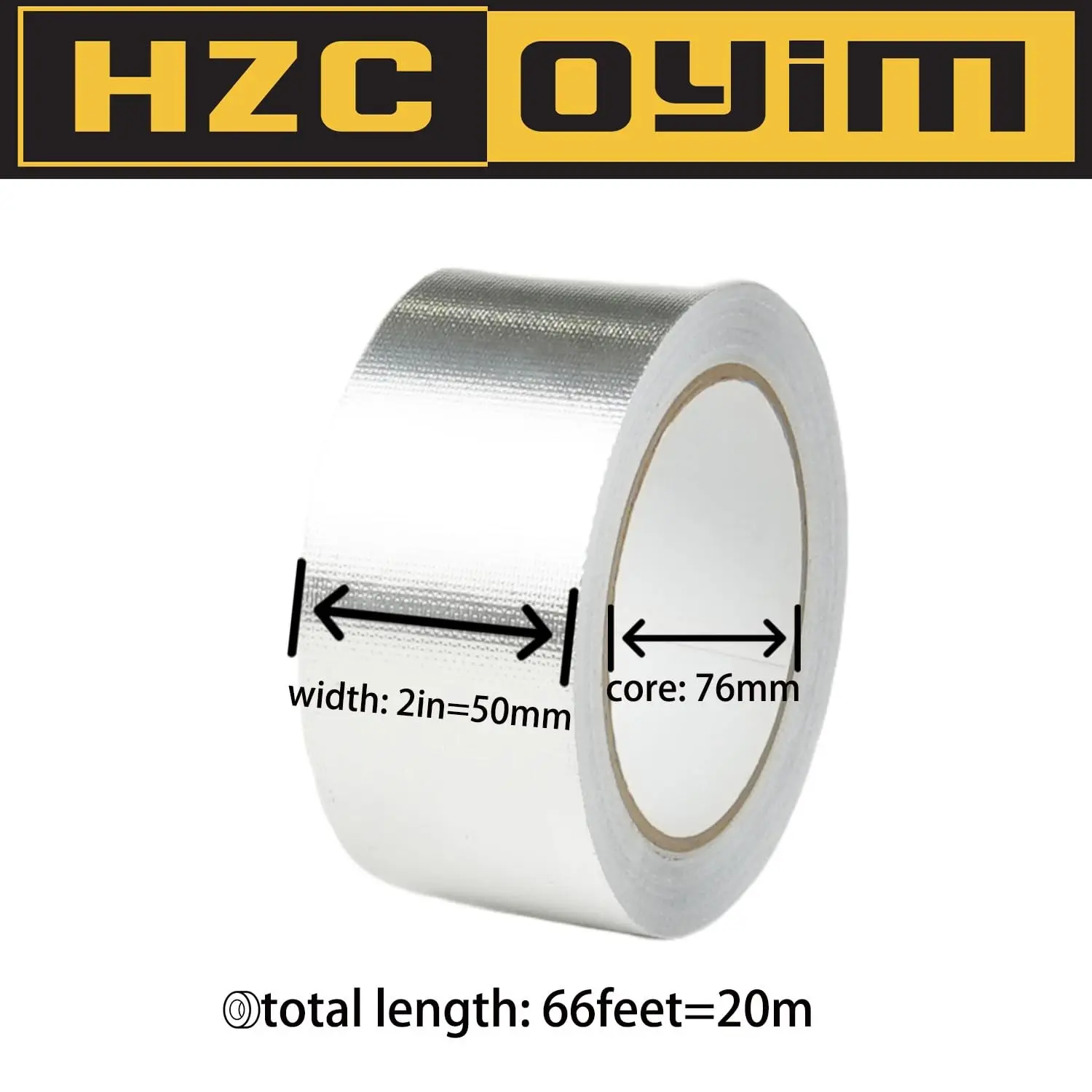2in x 66ft Reinforced Aluminum Fiberglass Tape High Temperature Resistant Muffler Tape Suitable for Piping/HVAC/Automotive/Heat and Sound Insulation Repair