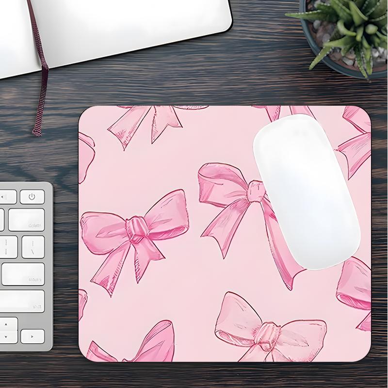 Pink Bow Pattern Desk Mat, Rectangle Gaming Mouse Pad, Non-slip Rubber Pad, Decorative Desk Mat, Cute Desk Accessories for Home Office