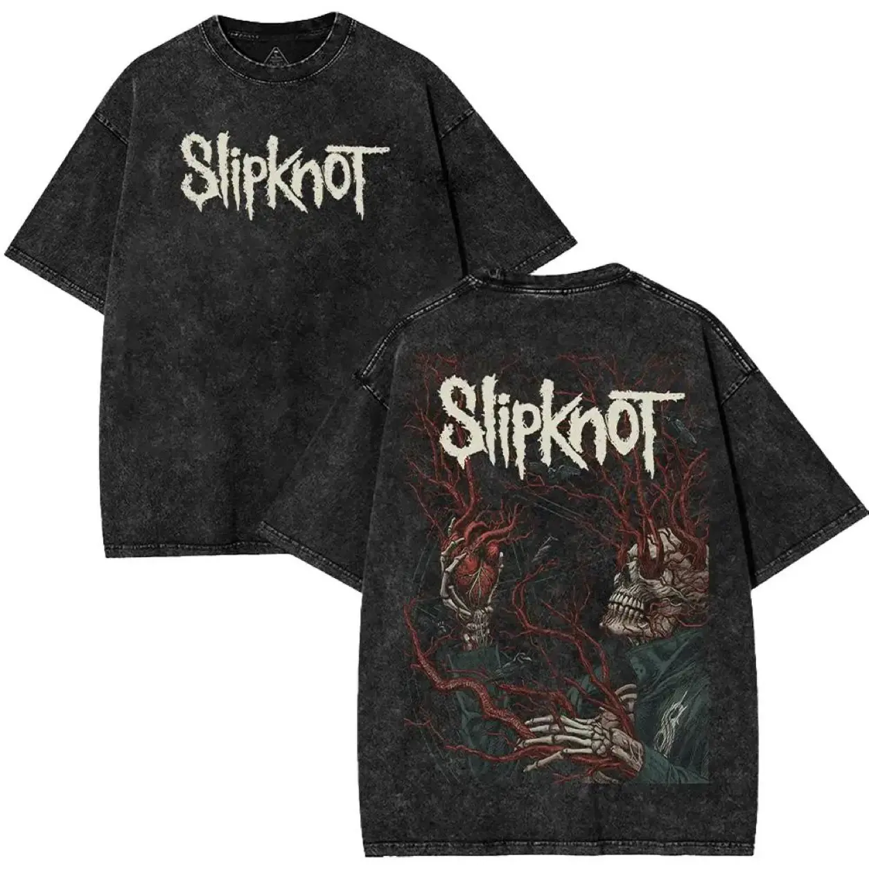 Women's Retro Vintage Limited Edition Slipknot Band Heavy Metal Print T-Shirt - Unisex Oversize Soft Round Neck Washed Heavyweight Cotton Fashion Outfits, Casual Tops, Fabric, Oversized Cut, Vintage Washed Band Vibe, Vintage Graphic Tees, Retro Fashion