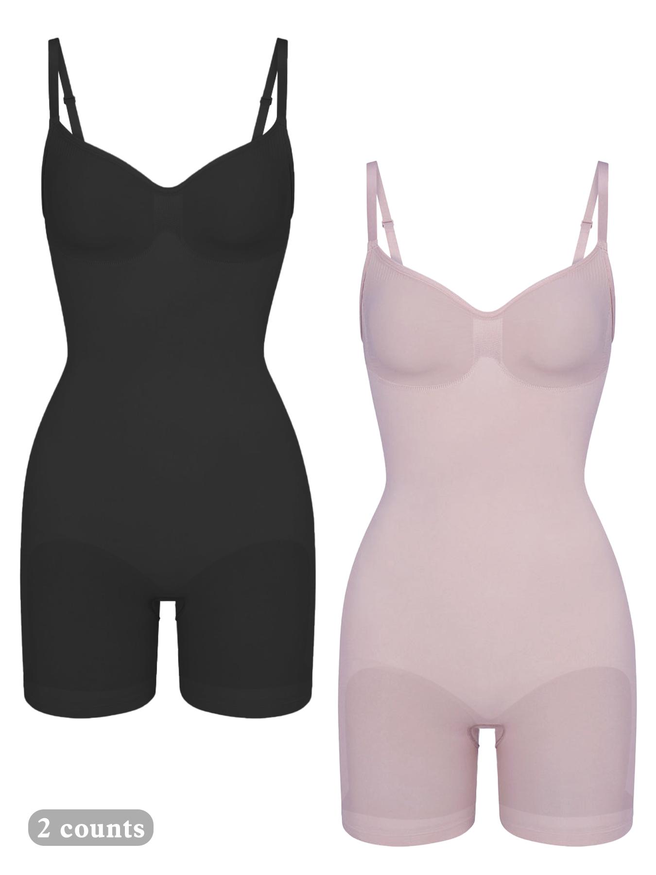 Women's Solid Adjustable Strap Scoop Neck Shapewear Jumpsuits , High Stretch Tummy Control Butt Lifting Shaper, Women's Shapewear for All Seasons