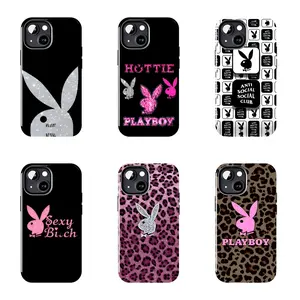 Playboy Bunny Logo Black Glitter Phone Case Suitable for iPhone 17-11 Pro Max/Plus and  Samsung Galaxy S23-25