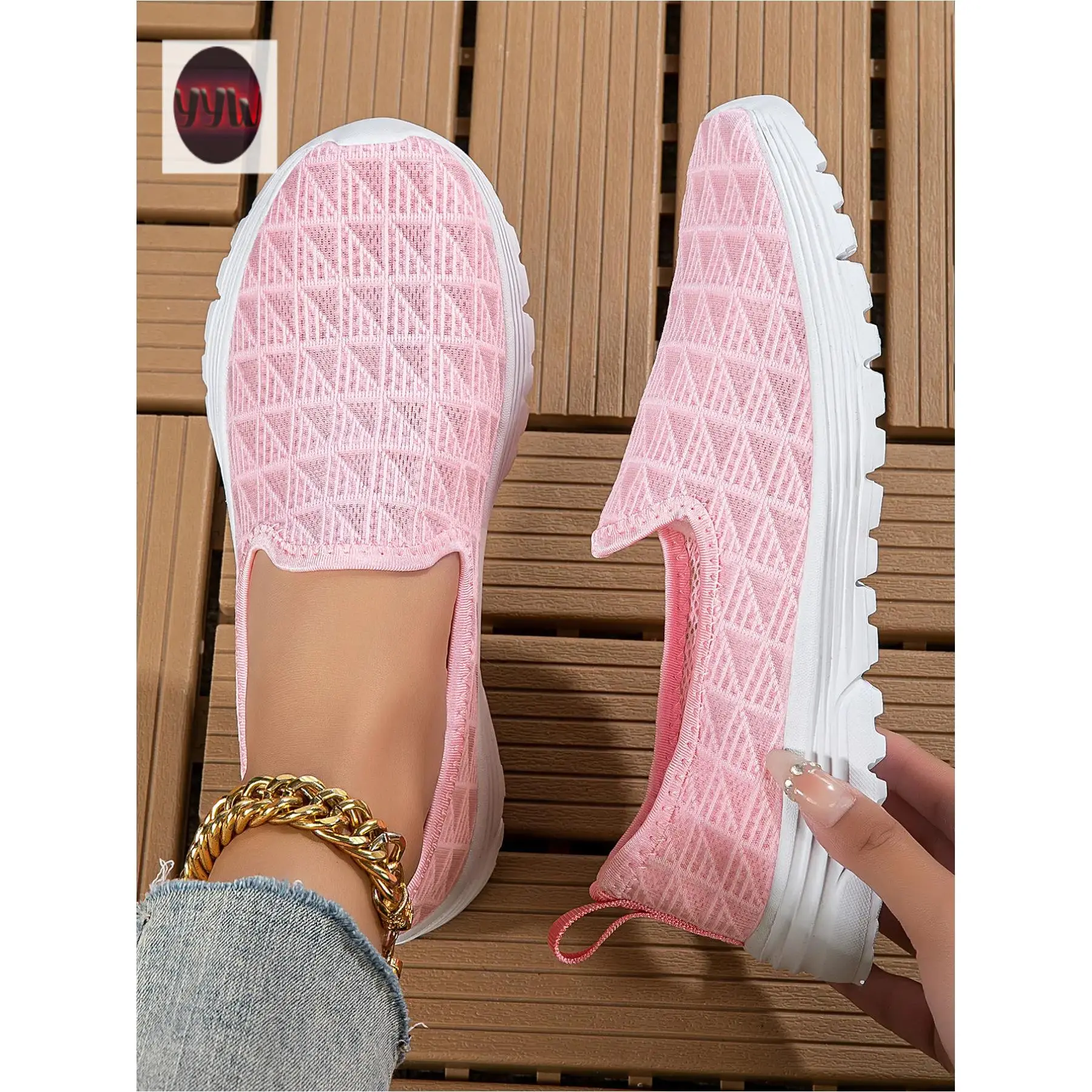 YYW1 Women's Ultra-Light Slip-On Platform Walking Shoes, Breathable Sole, Non-Sneaker Footwear for Outdoor Wear & Daily Use, White, Walking Shoes Women, Lightweight