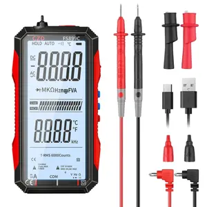 CZDANG 899C Multimeter with Storage Bag and Test Clips, Smart Digital Full Screen, Auto Range, Non-Contact Voltage Detection