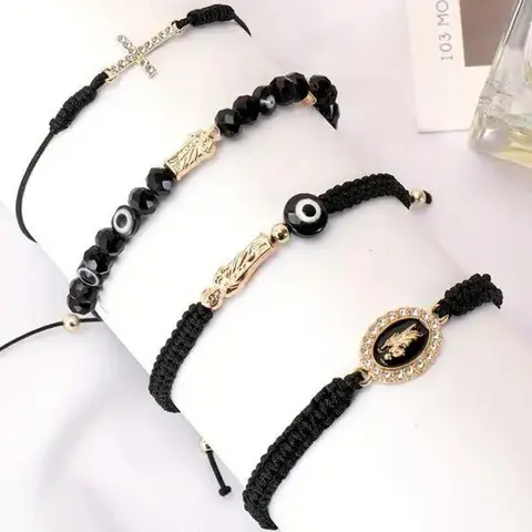 Mary Cross & Evil Eye Design Adjustable Braided Beaded Bracelet, Cross Bracelets Stack, Hand Jewelry for Women & Men, All-match Jewelry for Birthday Gift, Adjustable Slider Bracelets, Knotted Bracelet, Stackable Beaded Bracelet
