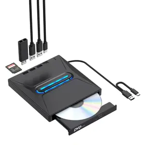 USB/Type-C Mobile DVD Burner 7-in-1 Multi-Function External Optical Drive with SD/TF Card Reader