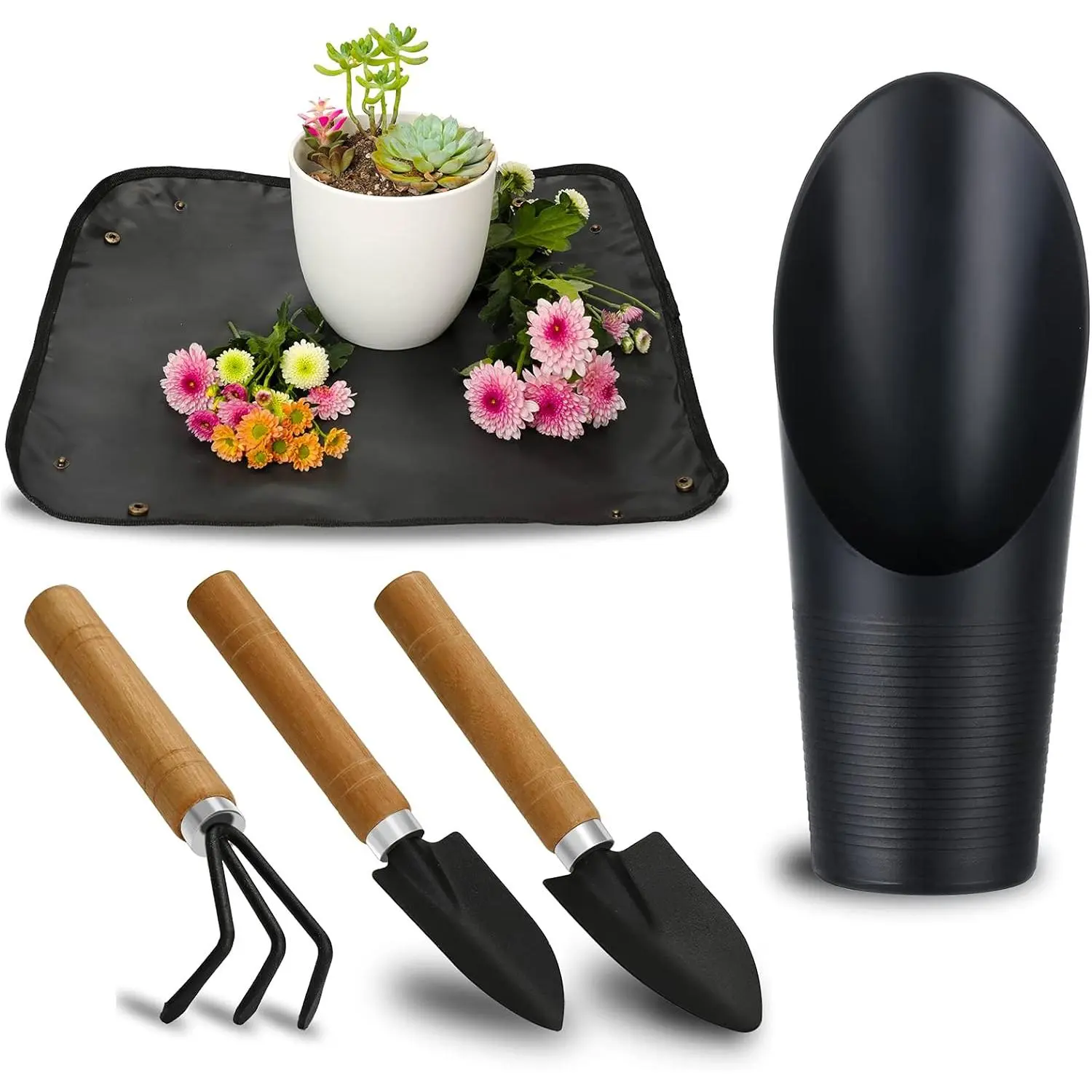 5 count Succulent Tools, Mini Garden Tools, Potting Mat as  Accessories,Succulent Gardending Hand Tools Kit for Seedling Soil,Caring Succulent,etc,Gifts for Woman’s Gardening work(No Flowerpot)
