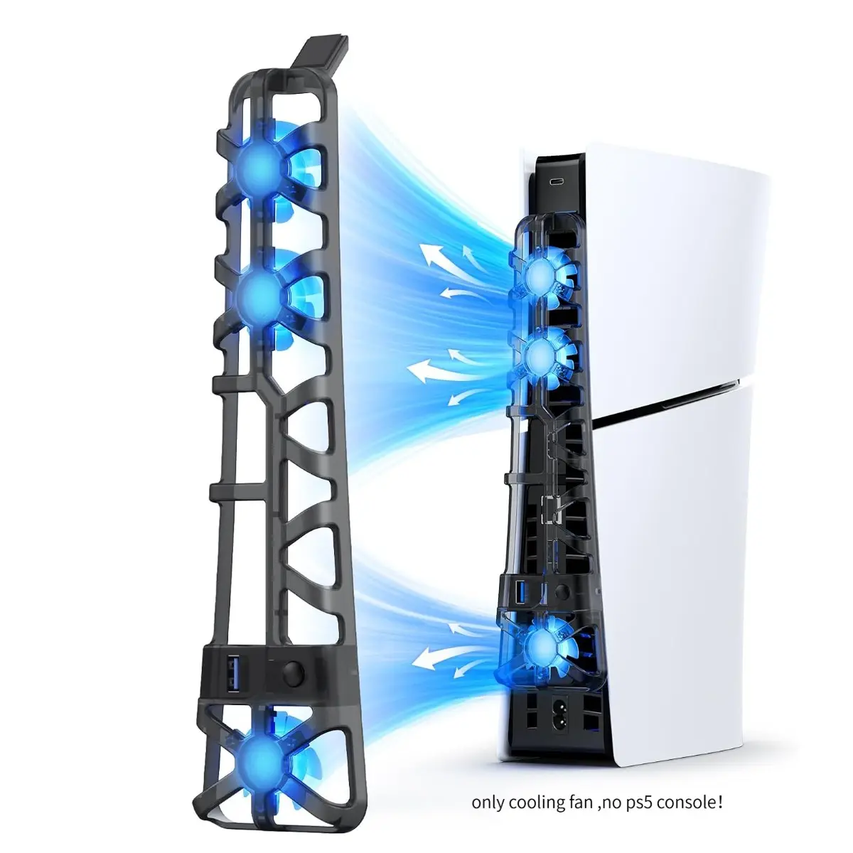 PS5 Pro Cooling Fan TP5-35153 Rear Mount Blue Light Triple Fan High Speed 3-Gear Wind Speed External Heat Dissipation Gaming Console Accessory Cooling Strong Airflow Cooling Products