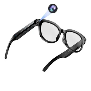 Video Recording AI Smart Glasses, 2MP HD Camera Anti-Shake ,Support Photo/Video/Audio Recording, Real Time Translation ,Ai Object Recognition ,Voice Control ,Bluetooth Calling, for Android IOS Phones, Multifunctional Smart Glasses