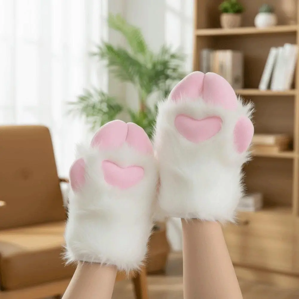 Cute Cartoon Cosplay Costume Gloves Furry Thicken Plush Sheep's Hoof Gloves Fursuit Kigurumi Warm Sheep Hoof Mittens Gifts